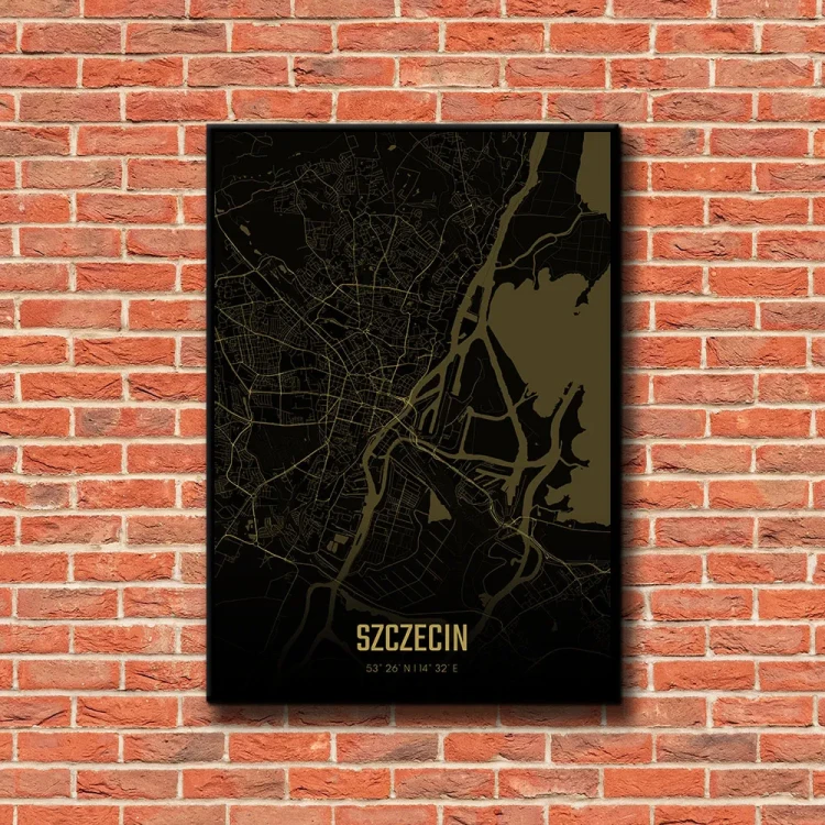 Plakat Szczecin amber night tło ściana czerwone cegły