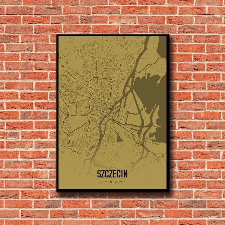 Plakat Szczecin amber tło ściana czerwone cegły