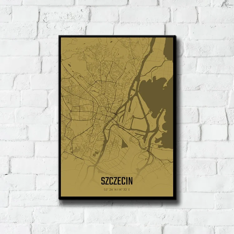 Plakat Szczecin amber tło ściana białe cegły