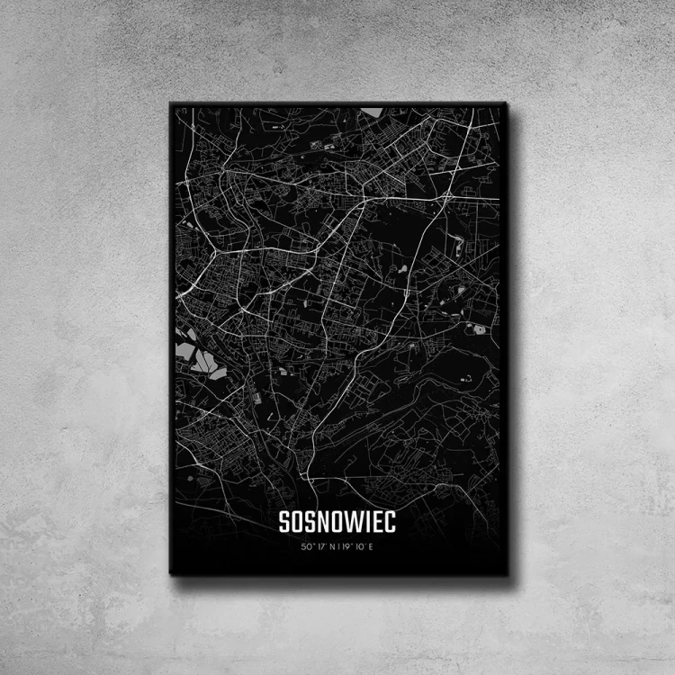 Plakat Sosnowiec night tło ściana szary beton