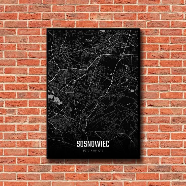 Plakat Sosnowiec night tło ściana czerwone cegły