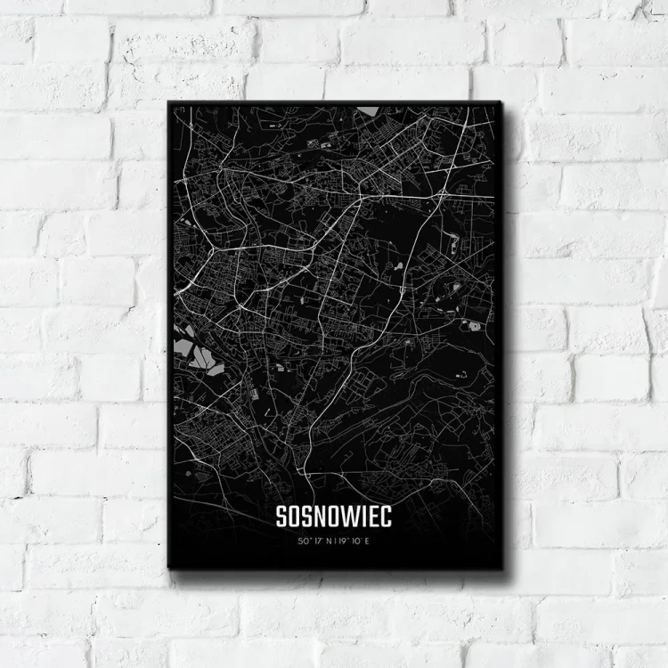 Plakat Sosnowiec night tło ściana białe cegły
