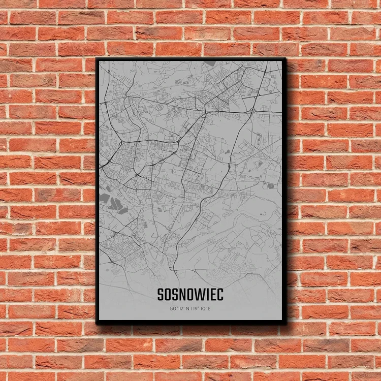 Plakat Sosnowiec fog tło ściana czerwone cegły
