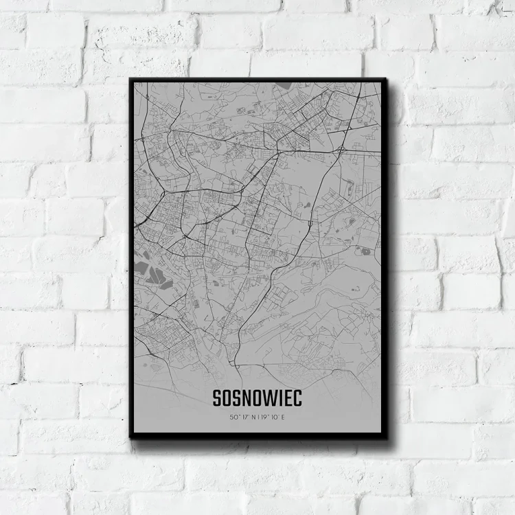 Plakat Sosnowiec fog tło ściana białe cegły