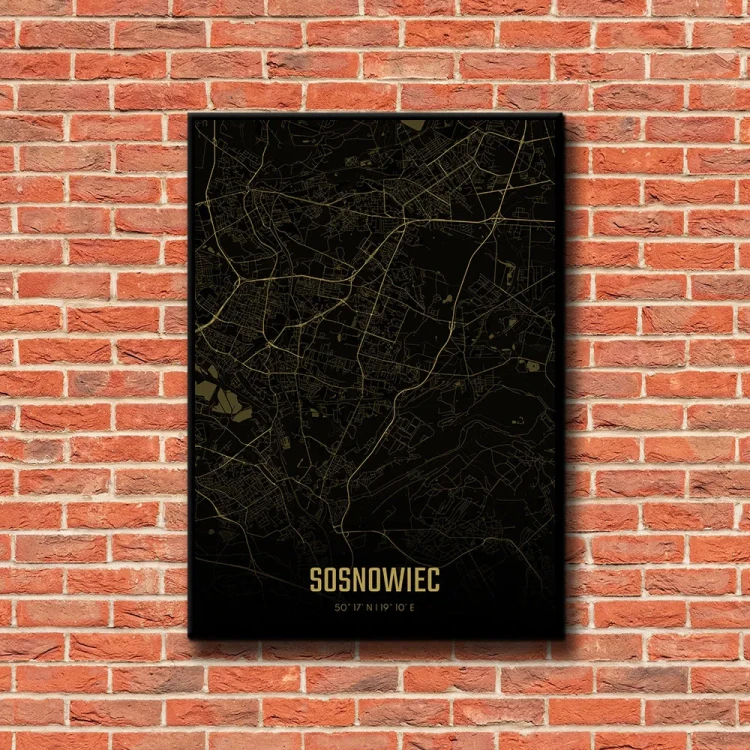 Plakat Sosnowiec amber night tło ściana czerwone cegły