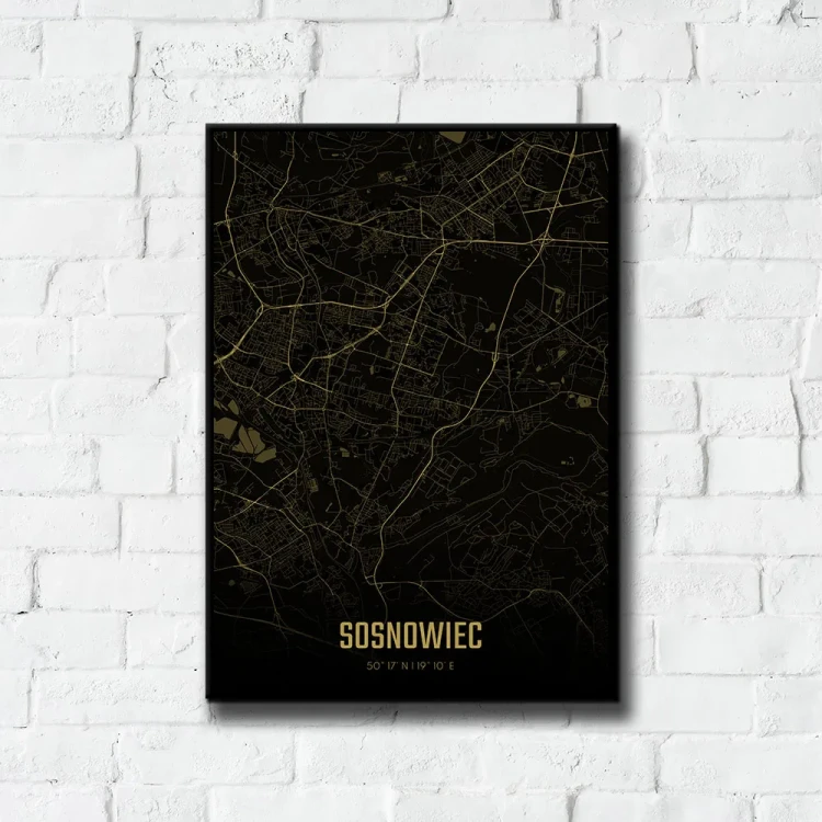 Plakat Sosnowiec amber night tło ściana białe cegły
