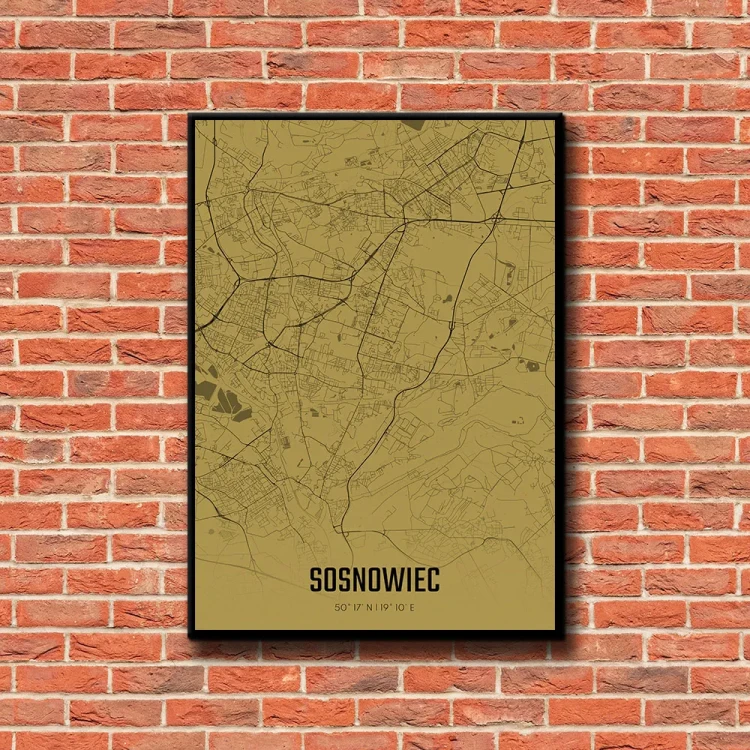 Plakat Sosnowiec amber tło ściana czerwone cegły