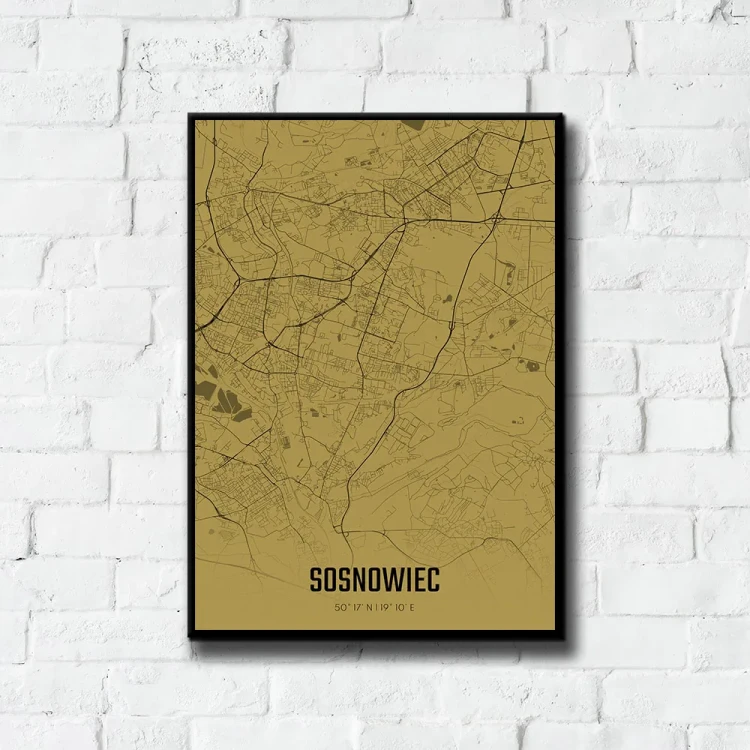 Plakat Sosnowiec amber tło ściana białe cegły