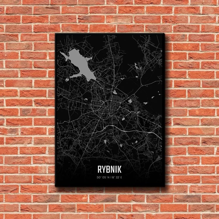 Plakat Rybnik night tło ściana czerwone cegły