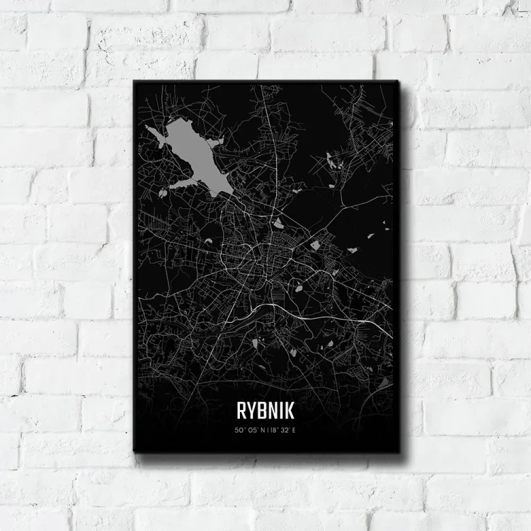 Plakat Rybnik night tło ściana białe cegły