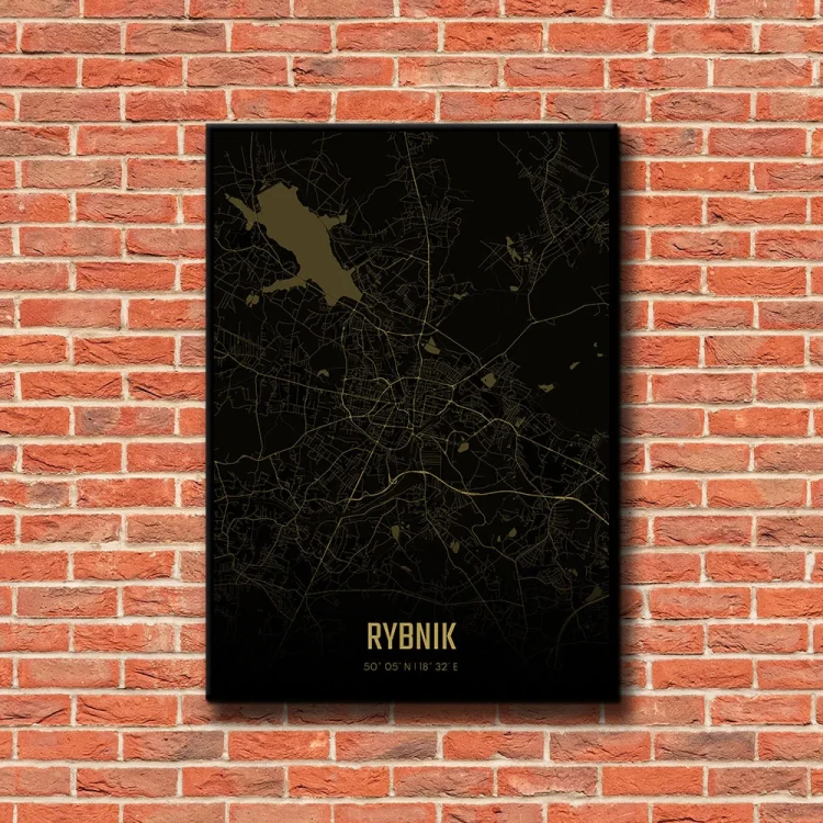 Plakat Rybnik amber night tło ściana czerwone cegły