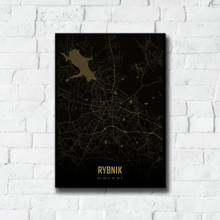 Plakat Rybnik amber night tło ściana białe cegły