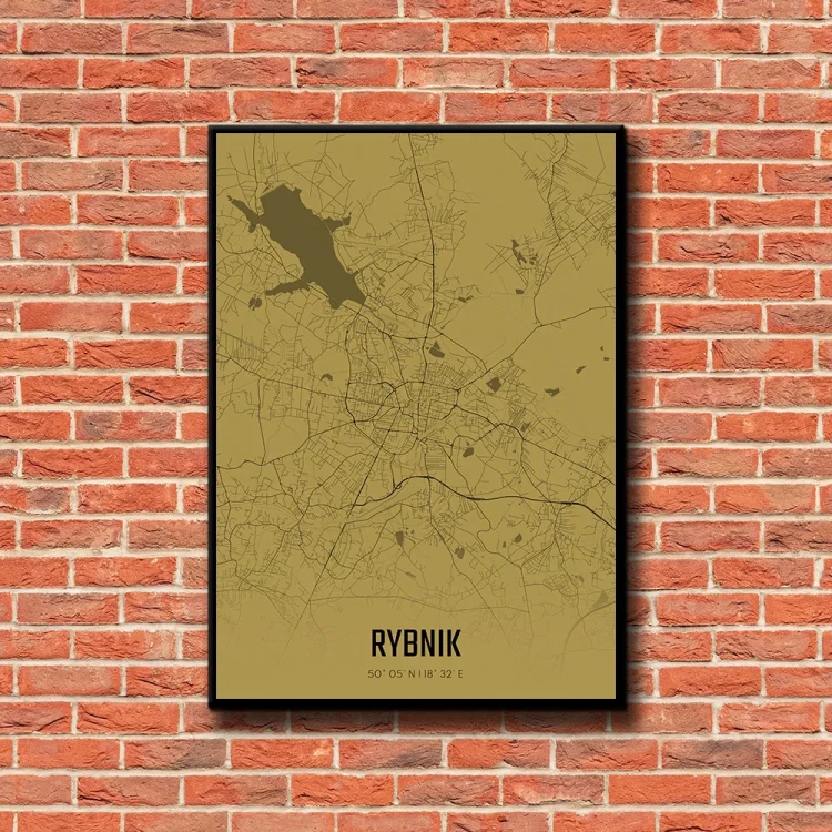 Plakat Rybnik amber tło ściana czerwone cegły