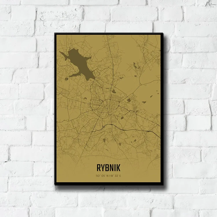 Plakat Rybnik amber tło ściana białe cegły