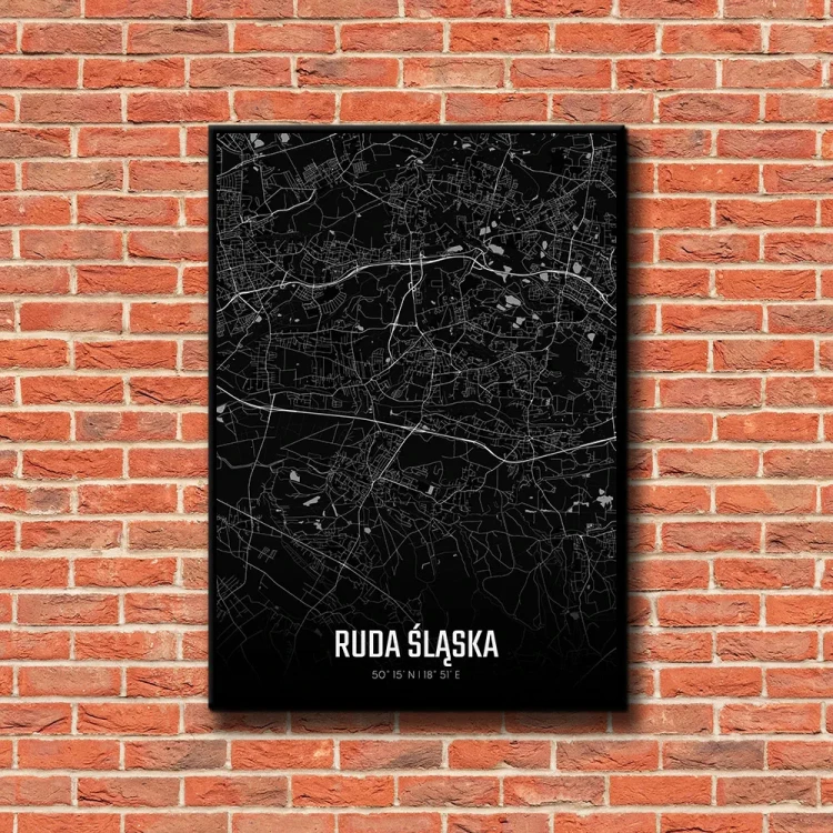 Plakat Ruda Śląska night tło ściana czerwone cegły