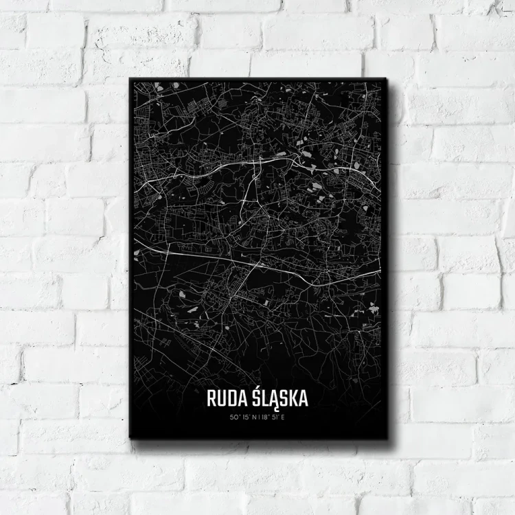 Plakat Ruda Śląska night tło ściana białe cegły