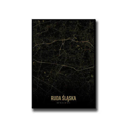 Plakat Ruda Śląska amber night białe tło