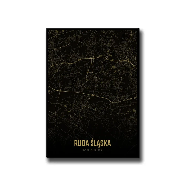 Plakat Ruda Śląska amber night białe tło