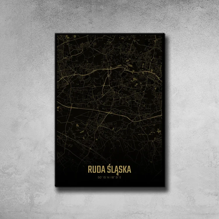 Plakat Ruda Śląska amber night tło ściana szary beton