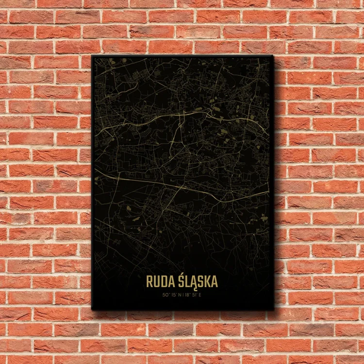 Plakat Ruda Śląska amber night tło ściana czerwone cegły