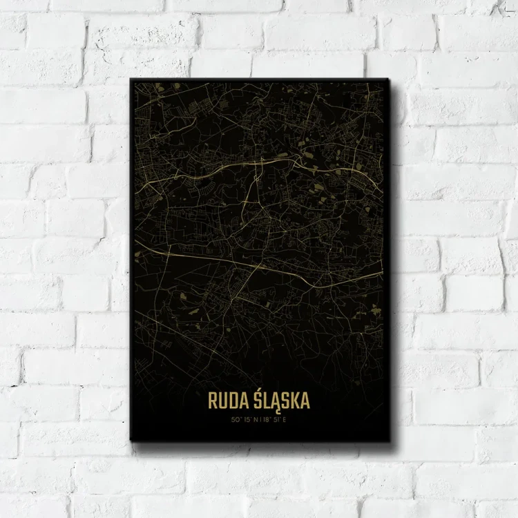 Plakat Ruda Śląska amber night tło ściana białe cegły