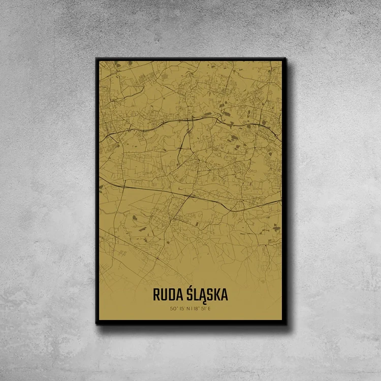 Plakat Ruda Śląska amber tło ściana szary beton