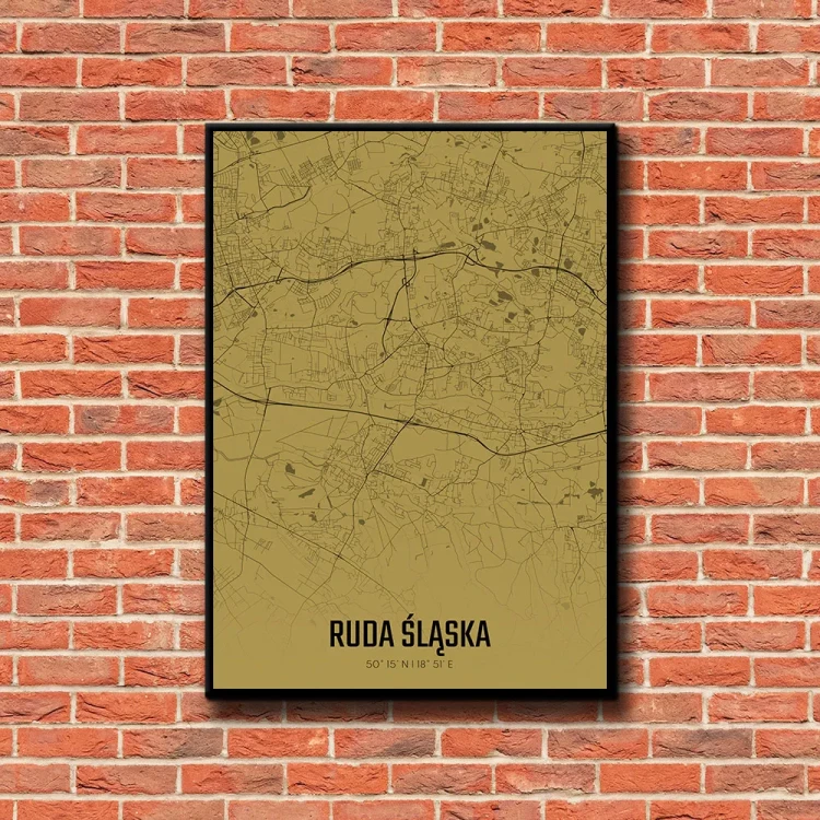 Plakat Ruda Śląska amber tło ściana czerwone cegły