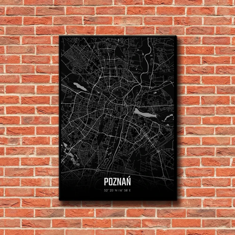 Plakat Poznań night tło ściana czerwone cegły