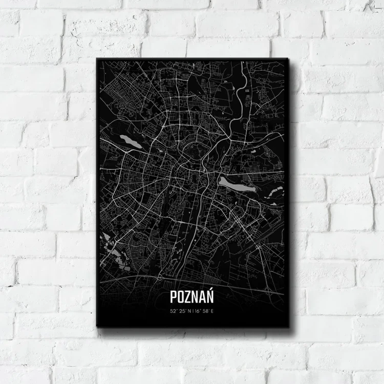 Plakat Poznań night tło ściana białe cegły