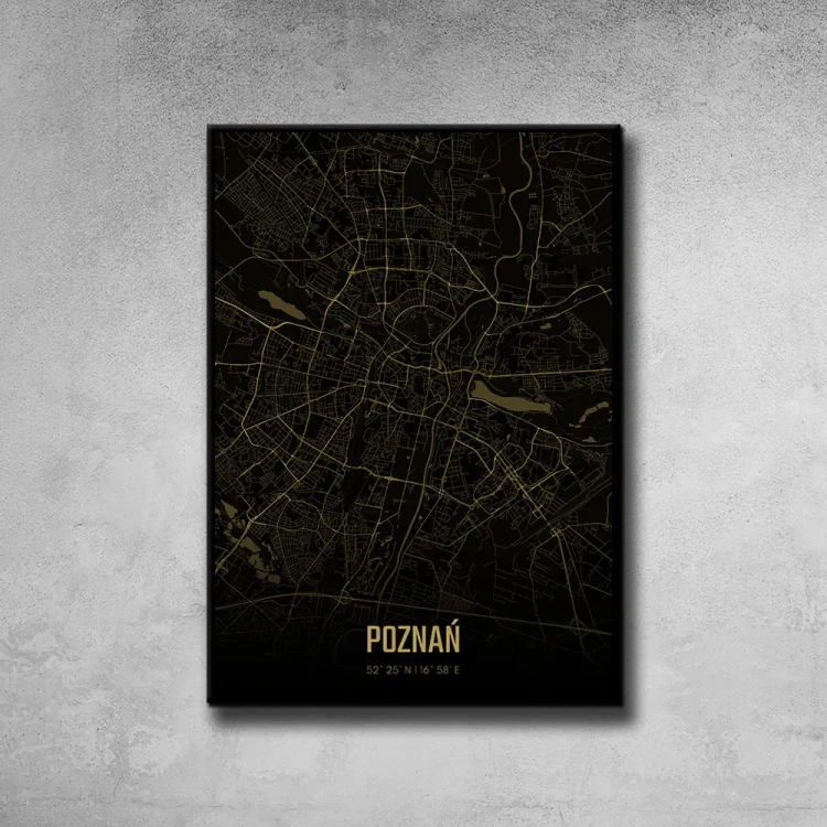 Plakat Poznań amber night tło ściana szary beton