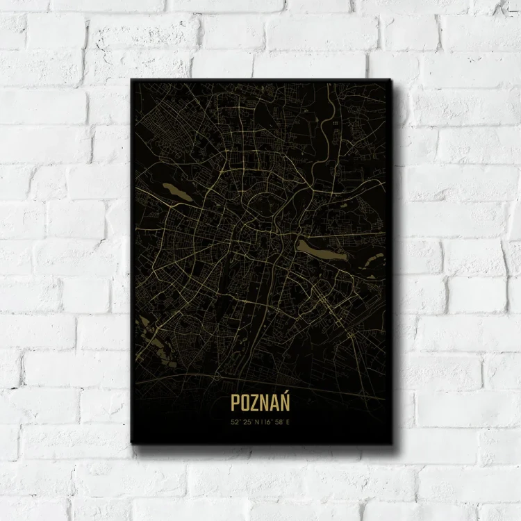 Plakat Poznań amber night tło ściana białe cegły