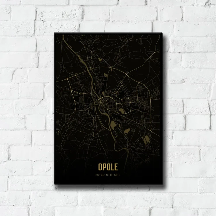 Plakat Opole amber night tło ściana białe cegły