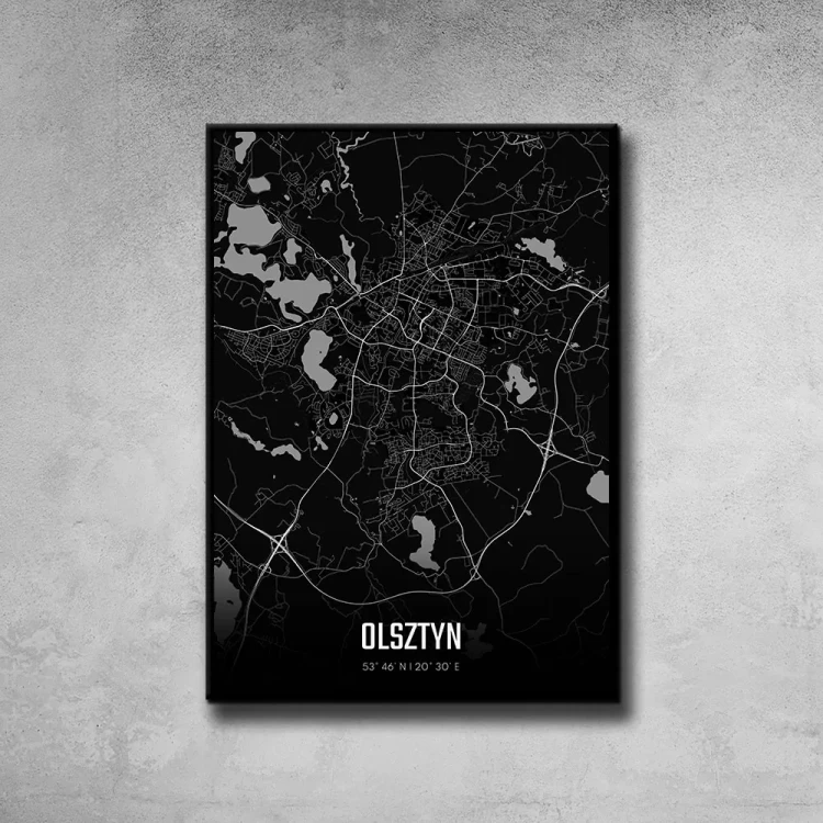 Plakat Olsztyn night tło ściana szary beton