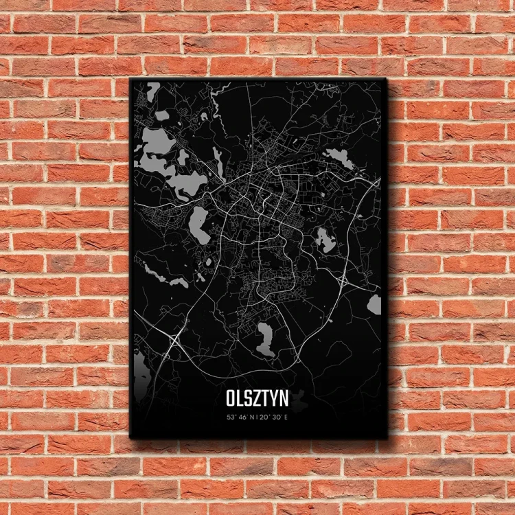 Plakat Olsztyn night tło ściana czerwone cegły