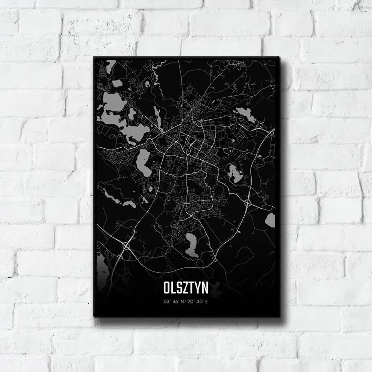 Plakat Olsztyn night tło ściana białe cegły
