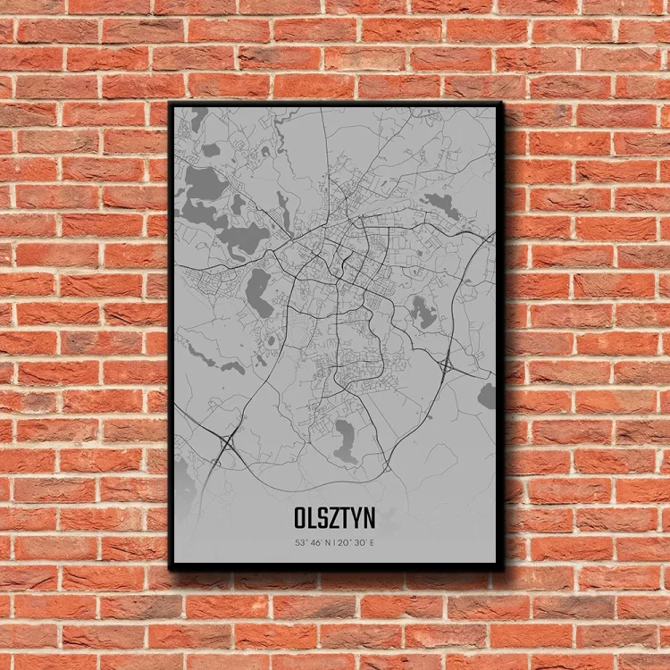 Plakat Olsztyn fog tło ściana czerwone cegły
