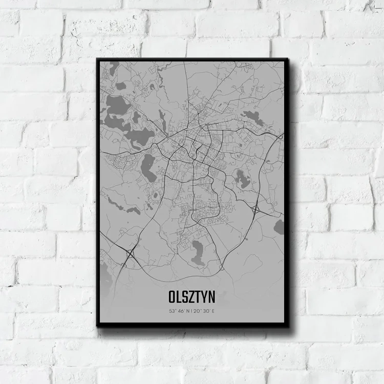 Plakat Olsztyn fog tło ściana białe cegły