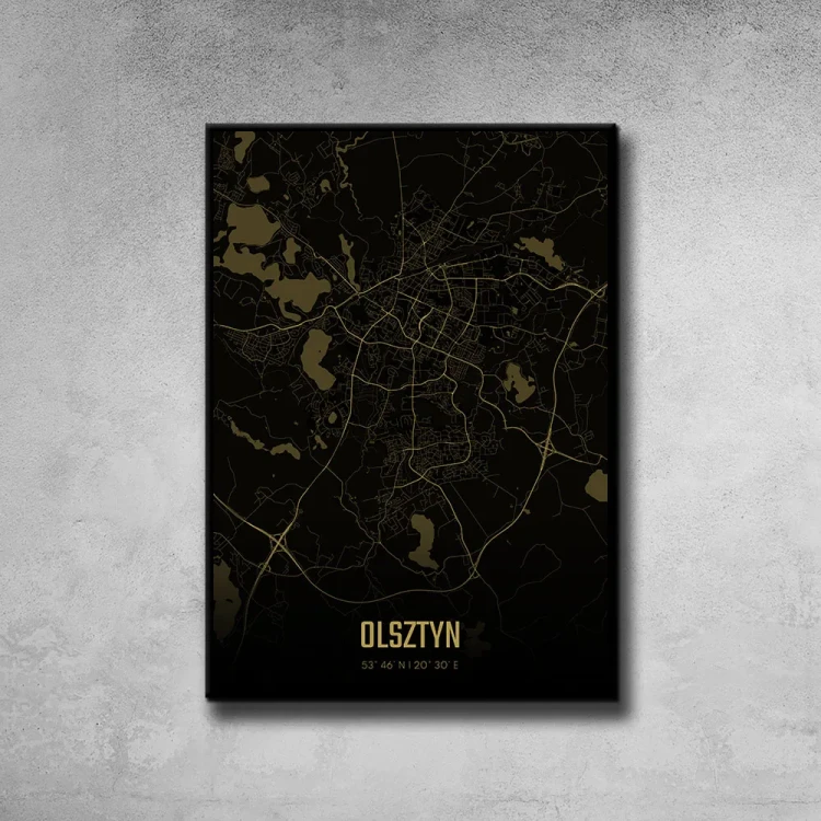 Plakat Olsztyn amber night tło ściana szary beton