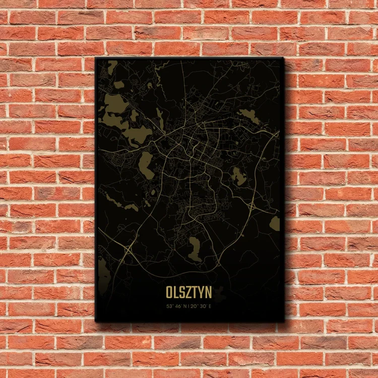 Plakat Olsztyn amber night tło ściana czerwone cegły