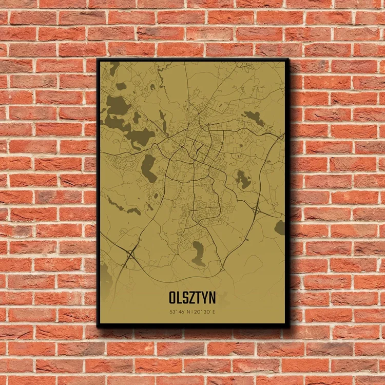 Plakat Olsztyn amber tło ściana czerwone cegły