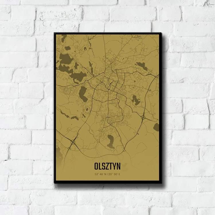 Plakat Olsztyn amber tło ściana białe cegły