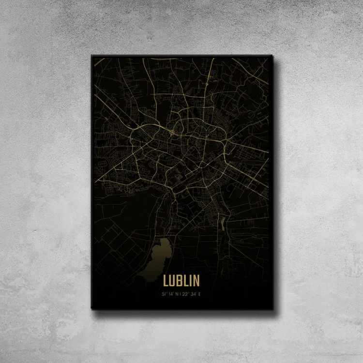 Plakat Lublin amber night tło ściana szary beton