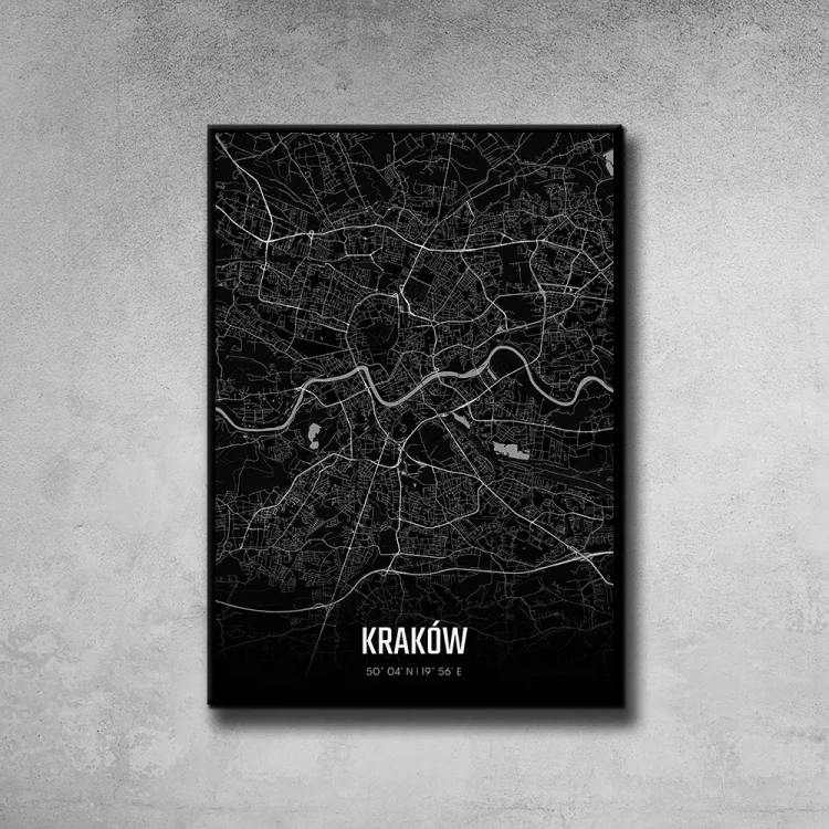 Plakat Kraków night tło ściana szary beton