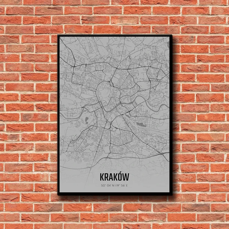 Plakat Kraków fog tło ściana czerwone cegły