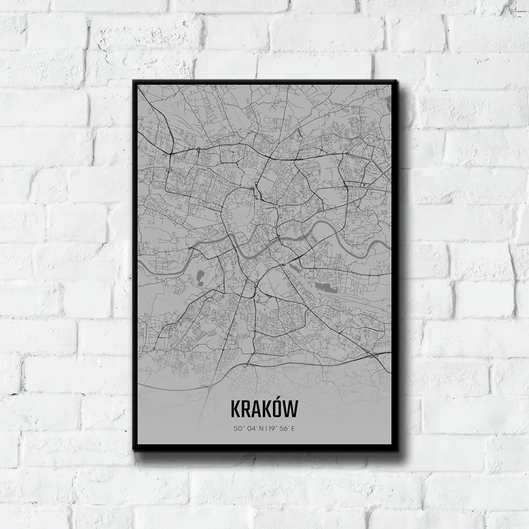 Plakat Kraków fog tło ściana białe cegły