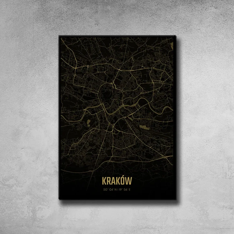 Plakat Kraków amber night tło ściana szary beton