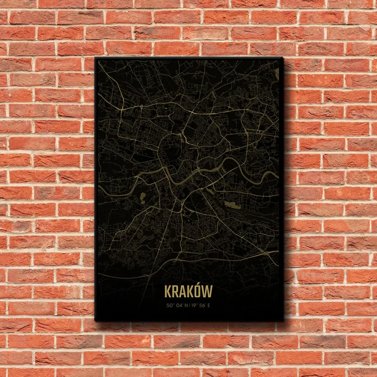 Plakat Kraków amber night tło ściana czerwone cegły