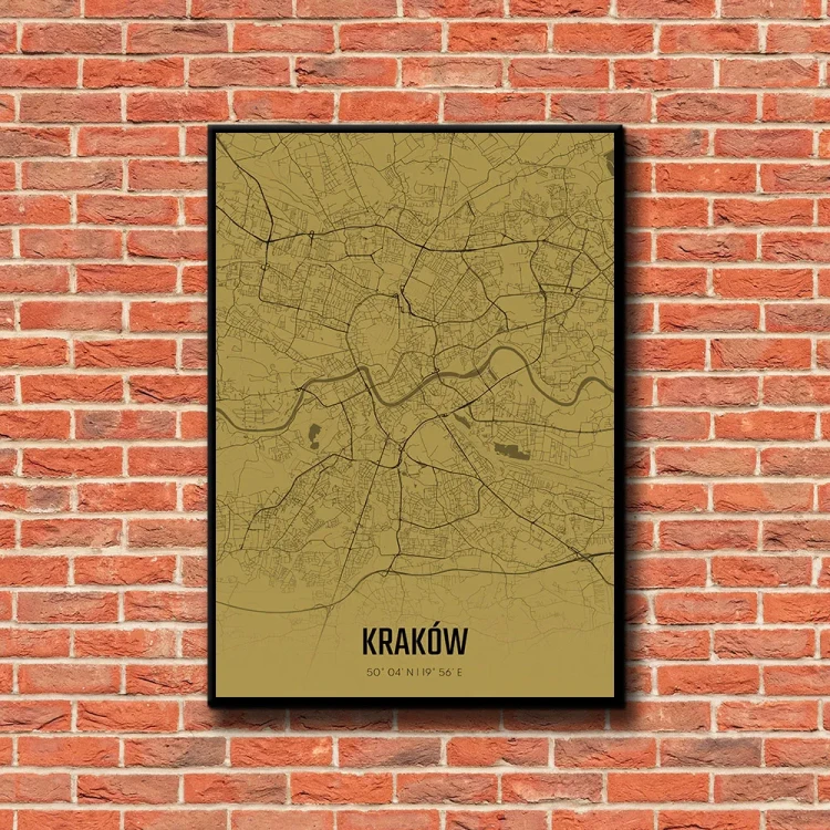 Plakat Kraków amber tło ściana czerwone cegły