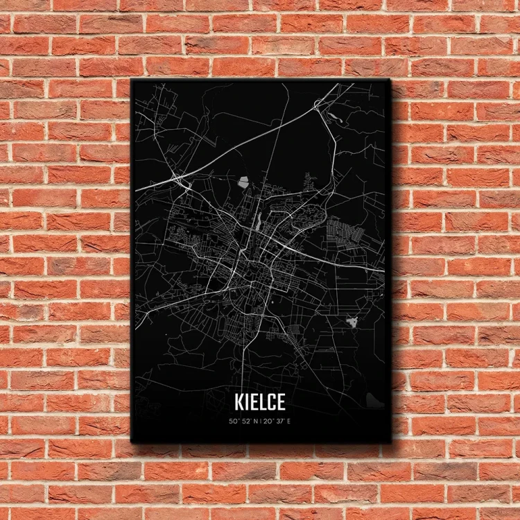 Plakat Kielce night tło ściana czerwone cegły