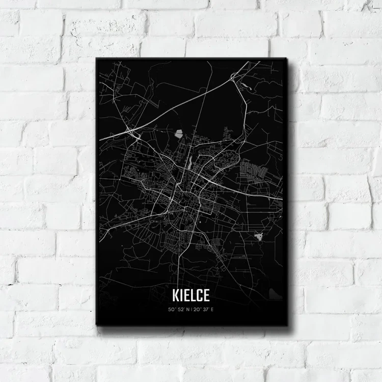 Plakat Kielce night tło ściana białe cegły